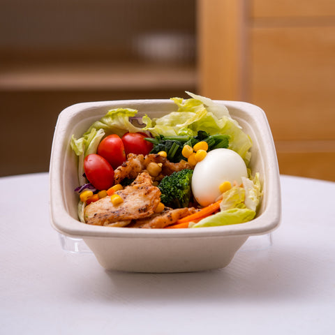 Compostable Square Containers with Lids - 300 sets/case