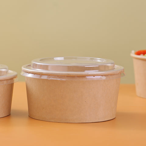 Eco-Friendly Kraft Salad Bowls with Lids - 300 sets/case