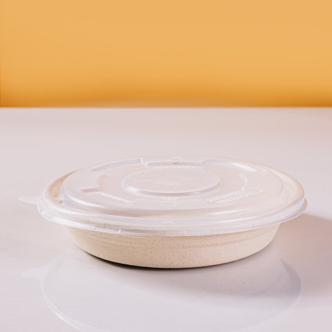 Compostable Round Containers with Lids - 300 sets/case