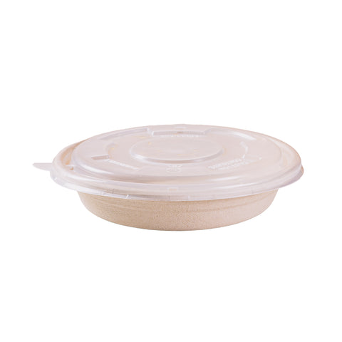 Compostable Round Containers with Lids - 300 sets/case