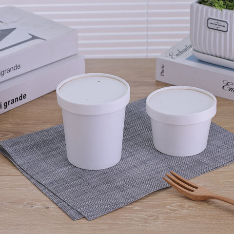 White Paper Soup Cups with Lids - 250 sets/case