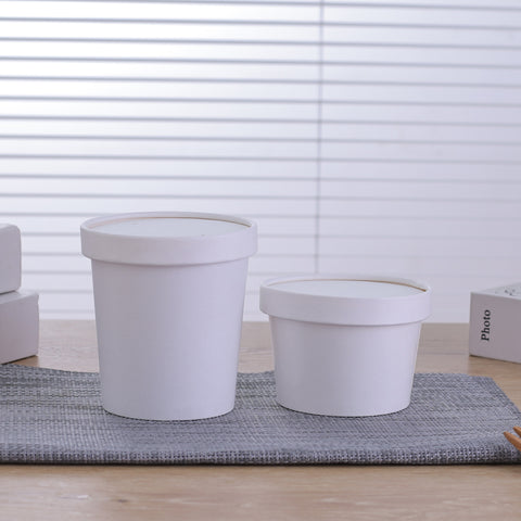 White Paper Soup Cups with Lids - 250 sets/case