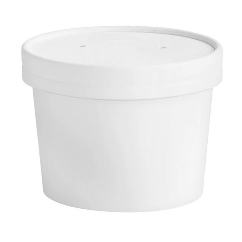 White Paper Soup Cups with Lids - 250 sets/case