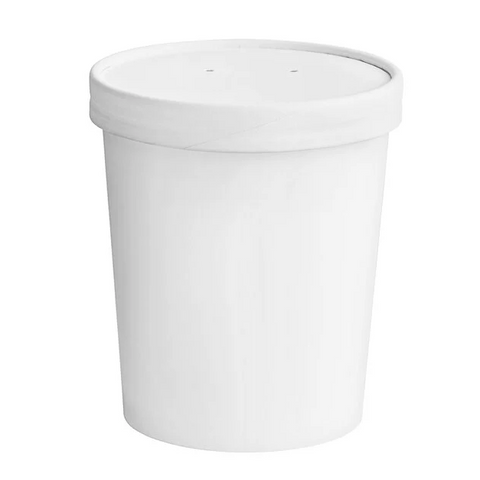 White Paper Soup Cups with Lids - 250 sets/case