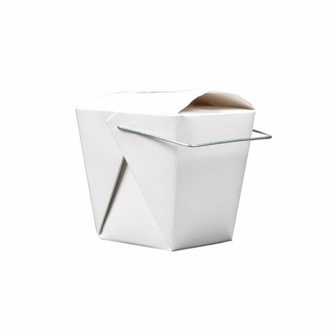 White Chinese / Asian Paper Take-Out Container with Wire Handle