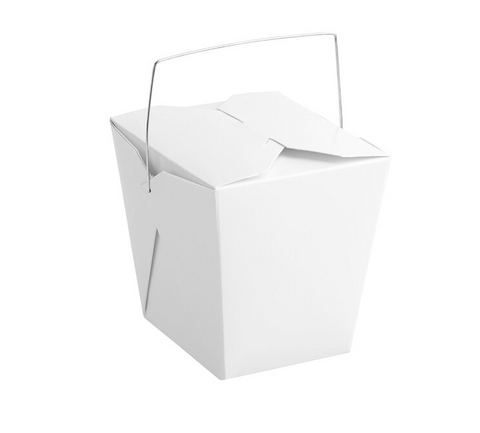 White Chinese / Asian Paper Take-Out Container with Wire Handle