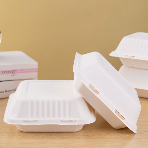 Compostable Sugarcane / Bagasse 3 Compartment Take-Out Box