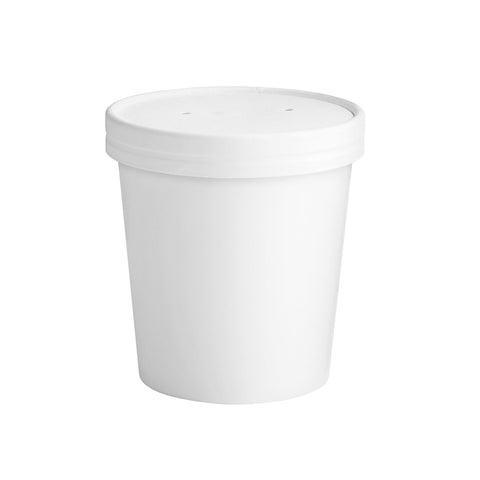 White Paper Soup Cups with Lids - 250 sets/case