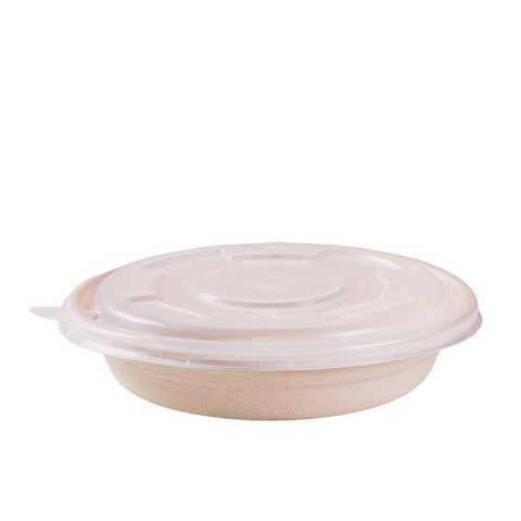 Compostable Round Containers with Lids - 300 sets/case