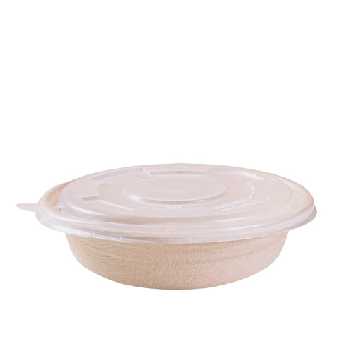 Compostable Round Containers with Lids - 300 sets/case