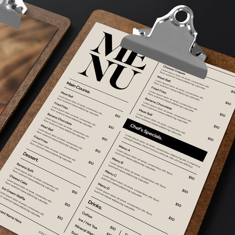 Brown Kraft Menus